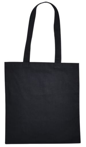 Sacosa din bumbac culoare negru, manere lungi, 37x40 cm