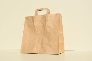32*17*31 cm, sacosa kraft natur catering cu maner banda 