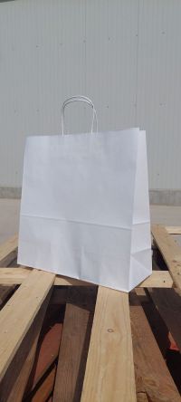 35*14*36 cm, Sacosa alba maner rasucit